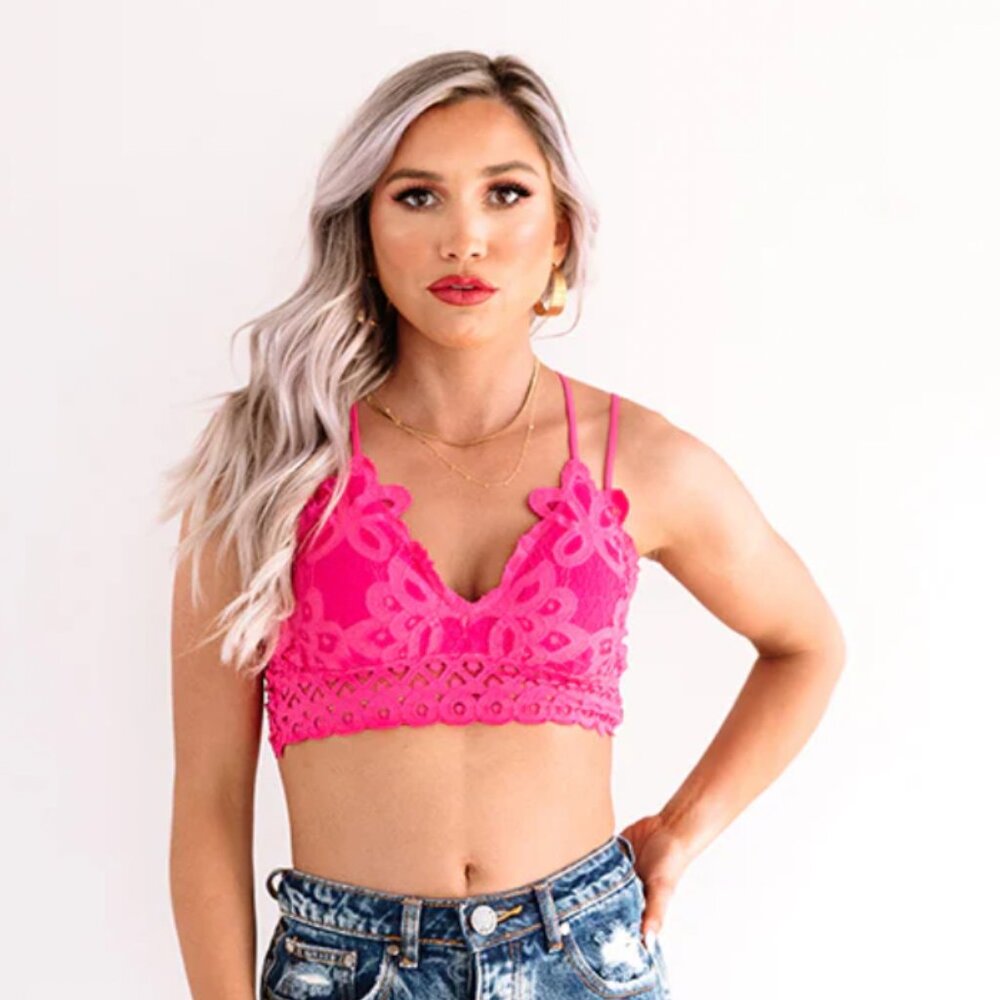 NWT Paris Premier Lace Bralette – Raspberry, Size Large